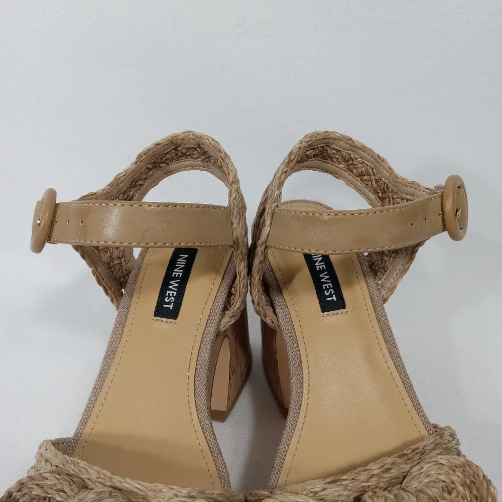 NINE WEST Beige Woven Platform Sandals Women's Size 5.5 M